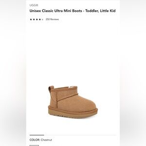 UGG Kid's Classic Ultra Mini Bootie Unisex Chestnut Size 12 W/side Zipper New!